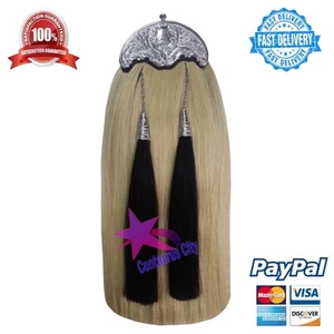 CC Scottish Kilt Sporran Caballo Cardo Blanco Cantle/Piper Kilt Sporran - Imagen 1 de 4