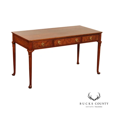 Baker Queen Anne Style Burl Walnut Writing Desk Cover