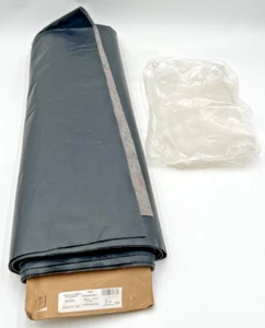 BLACK VINYL FABRIC 54" X 7 YARDS FAUX LEATHER PVC/ POLYPROP BACK - Picture 1 of 11