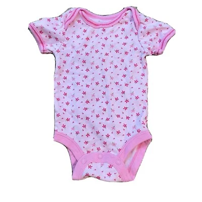 Baby Connection Pink Floral Short Sleeve Snap Bodysuit One Piece Size 3-6m - Image 1 of 4