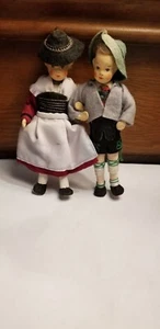 Pr Vintage Erna Meyer boy girl German stockinette dollhouse miniature dolls 5” - Picture 1 of 6