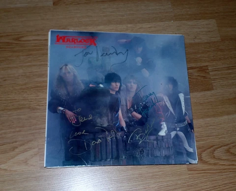 Doro Pesch & Warlock, Original Signed Vinyl-Cover Hellround + LP (M2) Cover