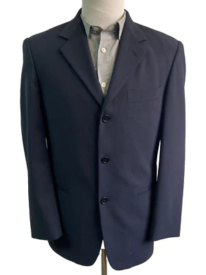 Traje de lana vintage de peso tropical azul marino de la firma de DONNA KARAN 38S para hombre Foto 1 de 4