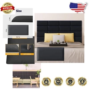 Faux Leather Upholstered Peel & Stick Panels - Easy Install & Clean - 12 Pack - Picture 1 of 10