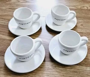 Brandneu Pottery Barn Kaffeehaus Demitasse Espressotasse und Untertasse 4er Set - Bild 1 von 8