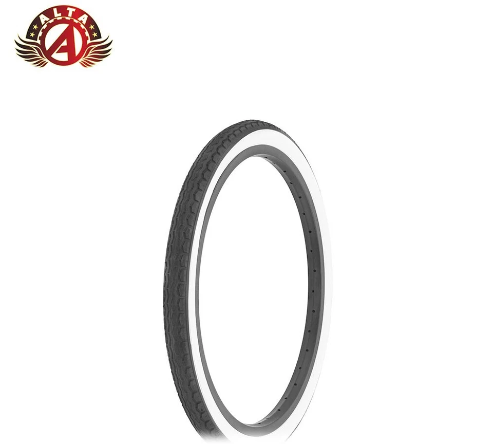 ALTA SLICK BICYCLE TIRE 20" x 1.75" Black/White HF-160A CLASSIC VINTAGE STYLE. - Image 1 of 1