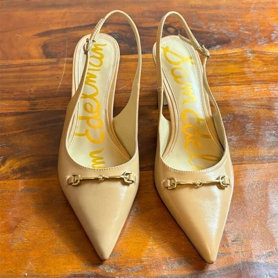 Sam Edelman 女式米色露跟高跟鞋 8.5 码尖头高跟鞋 — 第 1/4 张图片