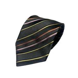 BRIONI Men's Grey Multicolor Striped Handmade Silk Long Necktie 62” - Picture 1 of 7