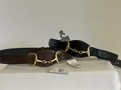 NWT LOFT Lot of 2! Brown/Black Leather Reptile Horsebit Equestrian Belt sz.Small - Image 1 of 4