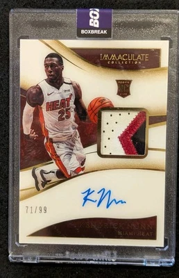 2019-20 Panini Immaculate Collection Kendrick Nunn Rookie Patch Auto / 99 - Image 1 of 2