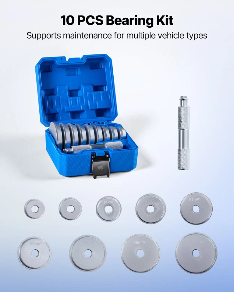 Bearing Press Kit Bushing Bearing Seal Driver Removal Tool Set 10 Pcs Case - Image 1 of 1