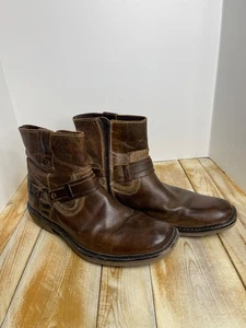 Roan by Bed Stu Native II Boots Mens 9.5 Brown Distressed Leather Biker Harness - Picture 1 of 12