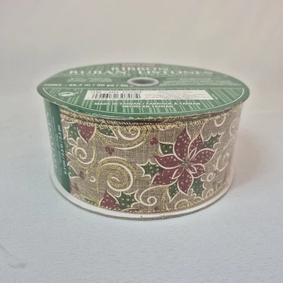 Cinta de borde de alambre Kirkland Signature acebo de pascua brilla 2,5"x150' con extra Foto 1 de 4