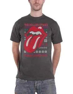 Camiseta The Rolling Stones Logo Cósmico de Banda de Navidad *Oficial Gris Carbón - Imagen 1 de 2