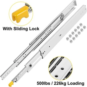 Heavy Duty Ball Bearing Drawer Slides 500lbs 22inch Full Extension w/Slide Lock - Picture 1 of 11