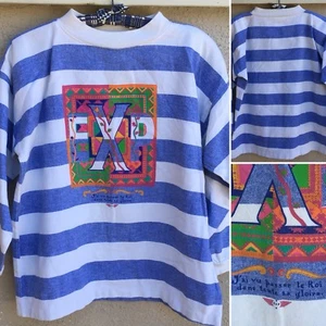 Vintage EXP Big Logo Striped Shirt 80s 1980s XS/0 Oversized Fit USA - Picture 1 of 12