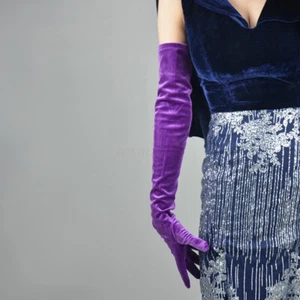 Ladies Velvet Gloves Wrist Stretch Long Evening Opera Party Retro Formal Gloves - Picture 1 of 14