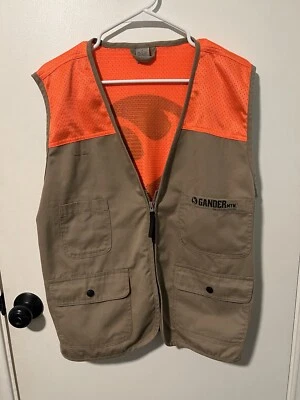 Gander Mountain - Fishing Hunting Outdoor Vest - Orange and Khaki - Size Medium - Image 1 of 3