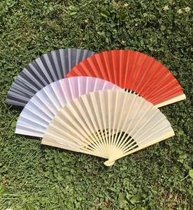 Silk Fan for Wedding Favor, Hand Fan for Wedding Ceremony, Ivory, Gray, Red - Picture 1 of 10