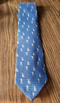 Corbata de seda HONORS azul con triángulo dorado para hombre Foto 1 de 3