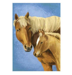 Stute und Fohlen Nylon Wassermelone Nachlass Flagge von David T Sands & Russ Berrie - Bild 1 von 1