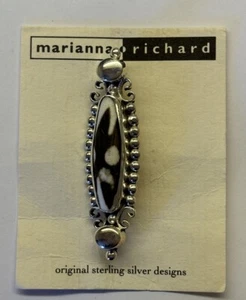 VINTAGE NWT STERLING MARIANNA RICHARD SAJEN JASPER BROOCH / PENDANT - Picture 1 of 4
