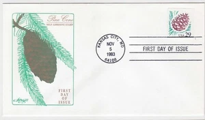 TurtlesTradingPost- Pine Cone Self Adhesive 1993 #2491 FDC- Artmaster Cachet - Picture 1 of 2