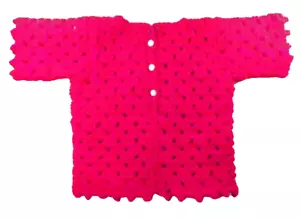 Cherry Red Baby Sweater 6 Months Hand Crocheted Great for Christmas New - Picture 1 of 4