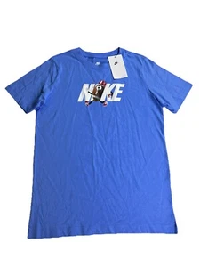 Nike Sportswear Shirt Blue Football Graphic Size L Kids Cotton S/S Tee NWT - Picture 1 of 8