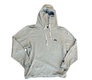 Vintage 90’s Stussy Logo Sweatshirt Hoodie sz L Gray Vtg SS Patch Embroidered - Picture 1 of 9