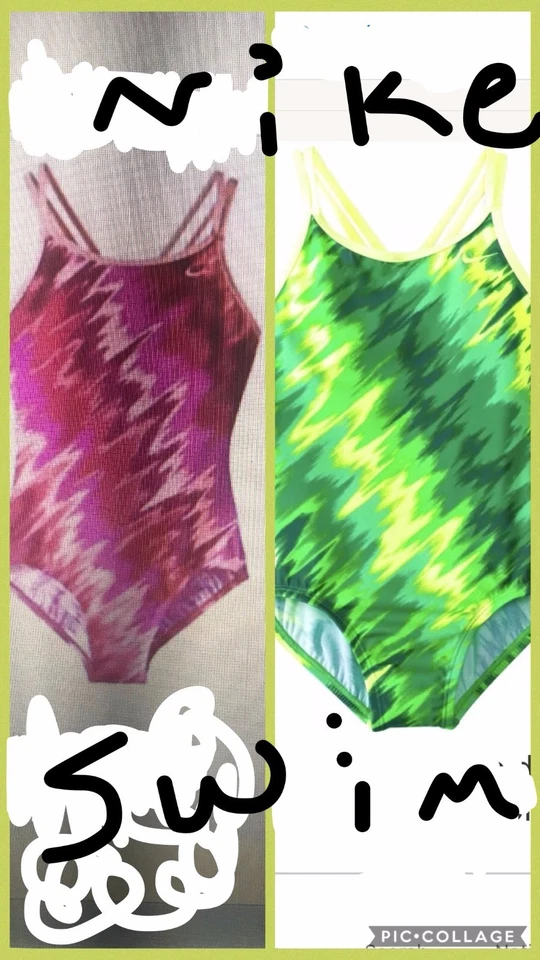 NWT Girls Nike Splash Spiderback tank 1 one pc swim suit electro green pink sz 8 - Image 1 of 1