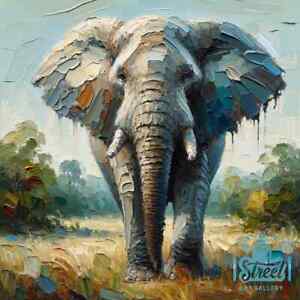 Peinture à l'huile d'éléphant téléchargement numérique image photo papier peint art téléphonique