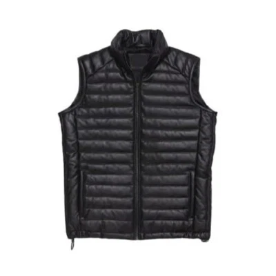 Men's Sheepskin Leather Puffer Vest – Warm B3 Style Quilted Winter Waistcoat - Image 1 of 3