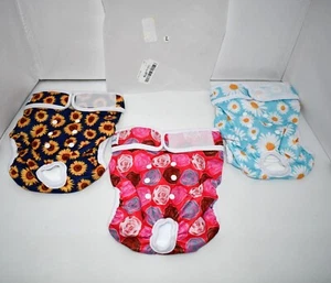 Pet Soft Female Dog Diapers 3Pack Washable Period Panties/ Diapers Flower LARGE - Picture 1 of 5