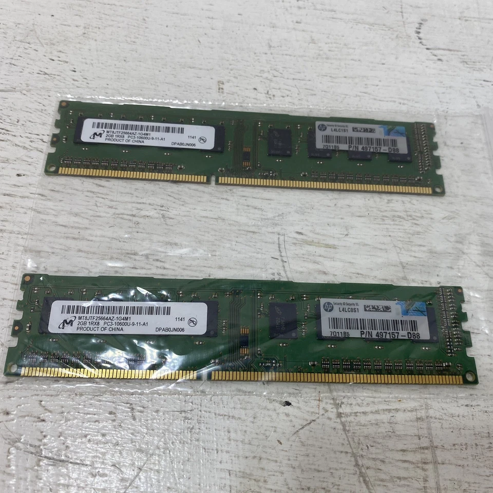Micron 4GB (2x2GB) 1Rx8 PC3-10600U MT8JTF25664AZ - 1G4M1 RAM Memory - Image 1 of 2
