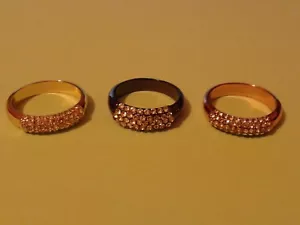 Tara Vanessa Collection THREE Size 7 Ring Box Set – Cubic Zirconia Gold, Rose Go - Picture 1 of 3