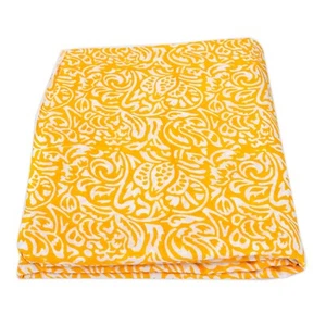 Handmade Hand Block Printed Pure Cotton Yellow Color Dress Making Fabric 10 yard - Picture 1 of 5