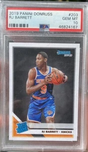 2019 Panini Donruss RJ Barrett PSA 10 Gem Mint Rated Rookie RC #203 Knicks - Picture 1 of 1