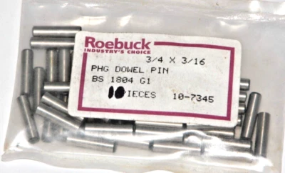 10 Roebuck 3/16" x 3/4" Hardened & Ground Dowel Pins BS1804