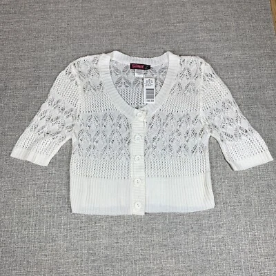Say What Kohls White Crochet Cropped Sweater Shrug Size Large NEW NWT $30 - Image 1 of 4