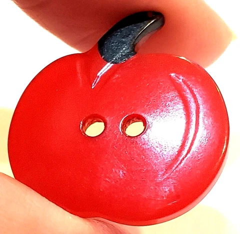 Tomato Pumpkin Apple - Vintage Cherry Red Bakelite Realistic Fruit Button Cover