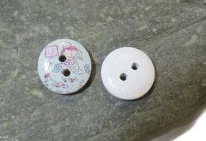 10 Holzknöpfe Meerjungfrau Nixe 15 mm Knöpf Holz Basteln Scrapbooking  nähen - Bild 1 von 3