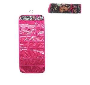 Camo Hanging Makeup Bag Womens Cosmetic Jewelry Toiletry Travel Organizer Pink - Picture 1 of 6
