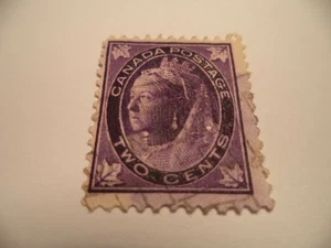 (1D5) VICTORIAN CANADIAN 2 CENTS PURPLE STAMP IN FAIR CONDITION - Imagen 1 de 1