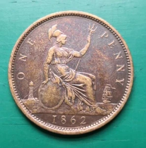 Moneda de centavo Victoria Bun 1862 AVF #047 - Imagen 1 de 2