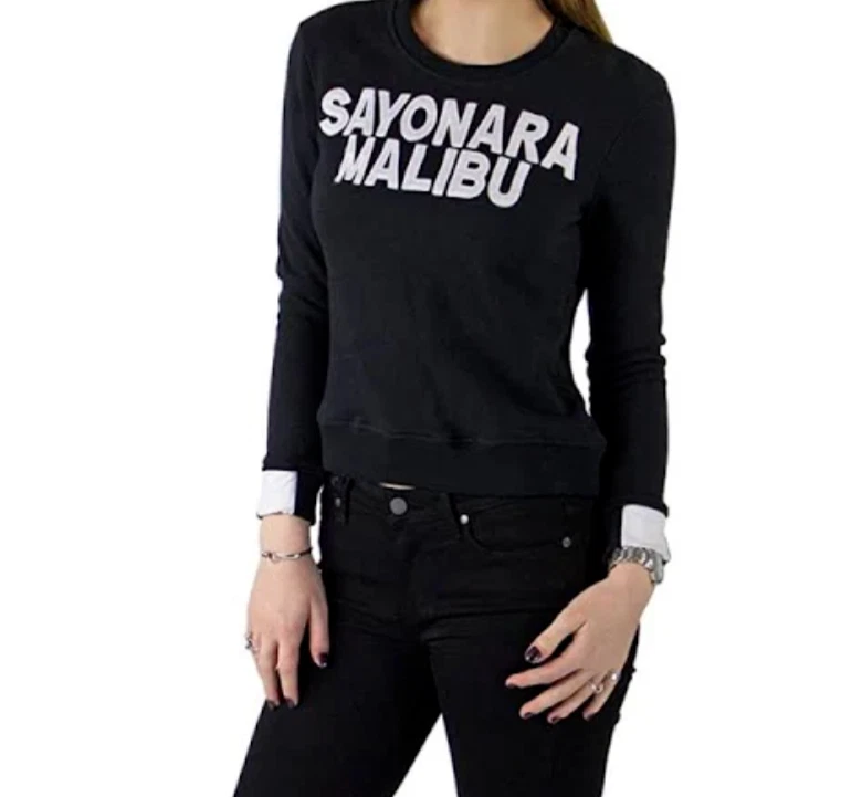 Sudadera Revolve Aiko Giacomo para mujer XS negra Sayonara Malibu blanca con logotipo Foto 1 de 4