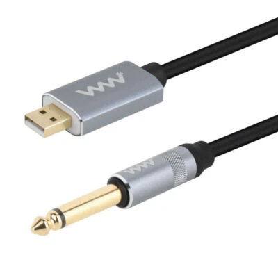 USB 2.0 Interface Male to 6.35mm 1/4inch TS Mono Electric Guitar Converter Cable - Image 1 of 4