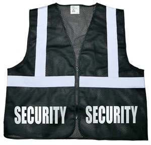 Security safety vest, black, REFLECTIVE design, High Visibility vest, bodyguard - Picture 1 of 5