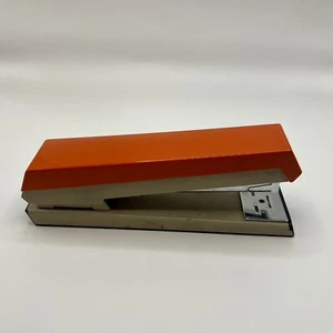 Vintage ACCO 1960's MCM Orange Tan Two-Tone Desk Stapler Made in USA #40 Works - Picture 1 of 7