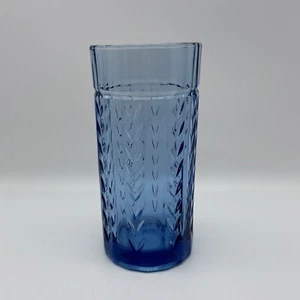 Blue Glass Tumbler Anchor Hocking AHC47 15oz vertical laurel cuts 6.25” retired - Picture 1 of 9